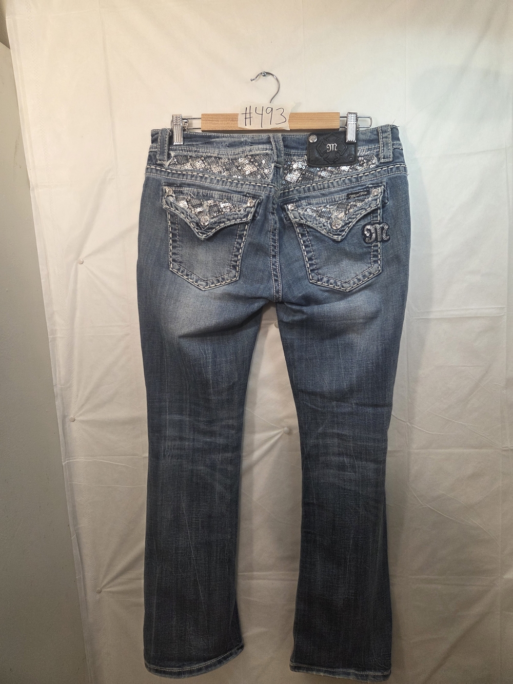 Miss Me Distressed Embellished Blue Bootcut Jeans